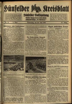 Zweite Ausgabe vom Donnerstag, den 23. Juni 1932.