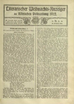 Literarischer Weihnachts-Anzeiger der Kölnischen Volkszeitung. 1904-1913