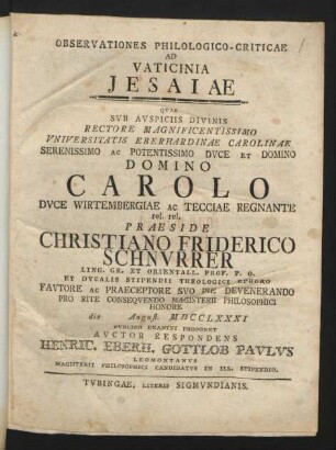 Observationes Philologico-Criticae Ad Vaticinia Jesaiae
