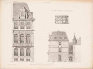 Wohngebäude, Köln: Ansichten (aus: Architektonisches Skizzenbuch, H.119/2, 1873)