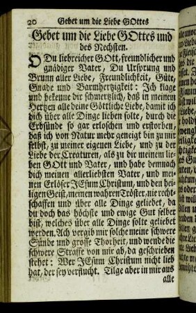 Gebet um die Liebe Gottes und des Nechsten. - Dancksagung nach dem Heil. Abendmahl.
