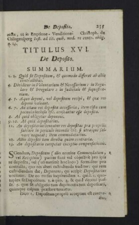 Titulus XVI. De Deposito.