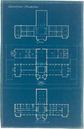 Billing, Hermann; Mannheim (Baden-Württemberg); Kunsthalle - Grundrisse UG, 1. OG, 2. OG