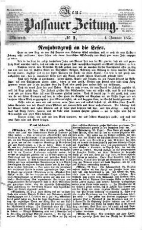 Neue Passauer Zeitung. 1851,1/6 = Jg. 4