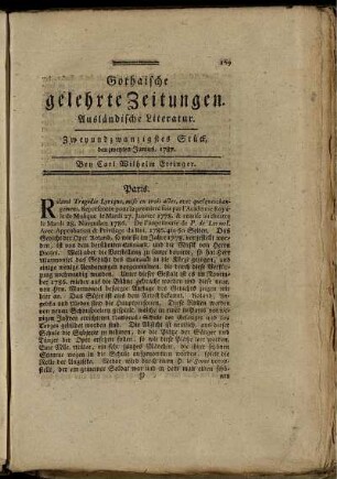 Zwey und zwanzigstes Stück, den zweyten Junius, 1787.