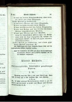 Vierter Abschnitt. Linienverhätnisse, Aehnlichkeit geradliniger Figuren.