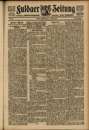 Erste Ausgabe vom Montag, den 11. Juni 1906.
