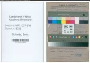 Entnazifizierung Ernst Schmitz , geb. 16.03.1887 (Gelderheber)