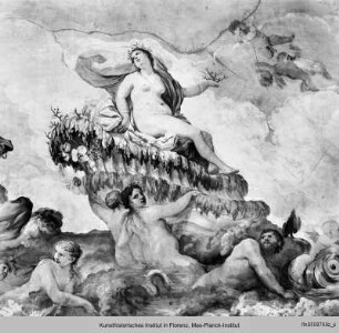 Triumph der Venus und Neptun mit den Tritonen sowie Putten - stanza col affresco trionfo della Venere e tritoni e putti