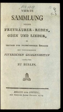 4: Sammlung Neuer Freymäurer-Reden, Oden und Lieder