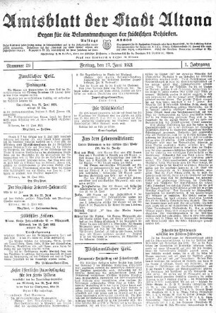Nummer 29 : Freitag, den 17. Juni 1921
