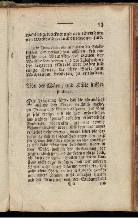 Von der Wärme und Kälte insbesondere.