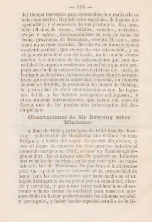 Observaciones de Sir Bowring sobre Mindanao