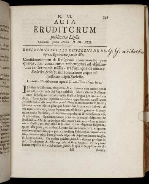 N. VI. [...] Calendis Junii Anno M DC XCII.