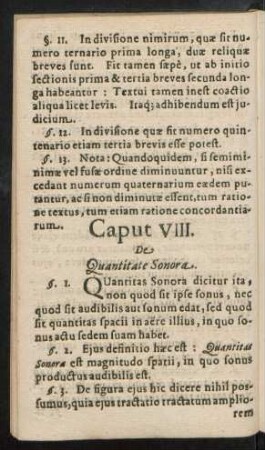 Caput VIII. De Quantitate Sonora.