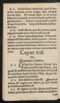 Caput VIII. De Quantitate Sonora.