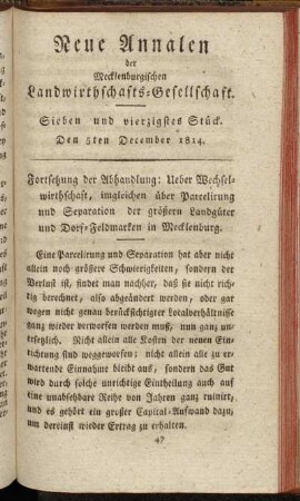 Sieben und vierzigstes Stück. Den 5ten December 1814.