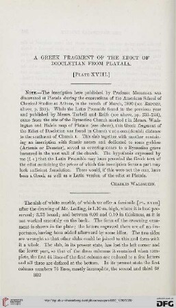 5.1886-90: A Greek fragment of the Edict of Diocletian, from Plataia