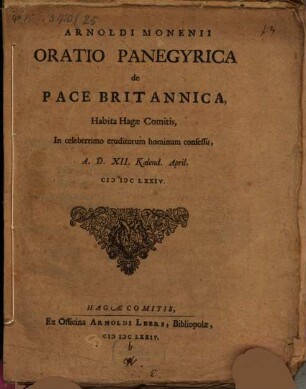 Oratio panegyrica de pace Britannica