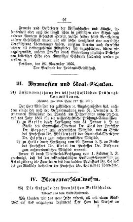 Zusammensetzung der wissenschaftliche Prüfungs-Commissionen : [III. Gymnasien und Realschulen]