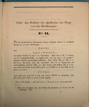 Ueber das Problem des Apollonius von Perga von den Berührungen : Einladungs-Schrift zu der ... Preise-Vertheilung an dem Koeniglichen Gymnasium zu St. Anna in Augsburg, 2