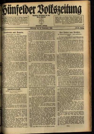 Ausgabe vom Mittwoch, den 29. September 1920.