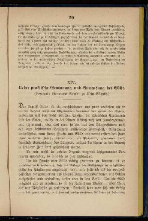 XIV. Ueber praktische Gewinnung und Anwendung der Gülle