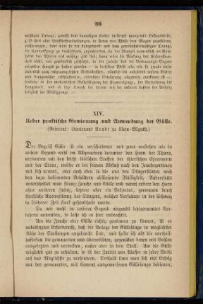 XIV. Ueber praktische Gewinnung und Anwendung der Gülle