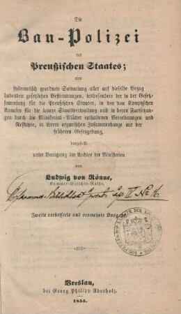 Theil 6, Bd. 4, Abtheilung 1: Die Baupolizei des Preußischen Staates