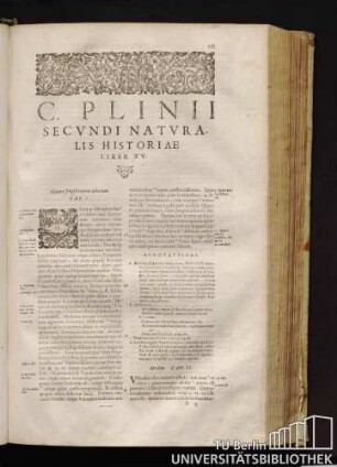 C. Plinij Secvndi Natvralis Historiae Liber XV.