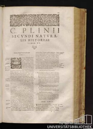 C. Plinij Secvndi Natvralis Historiae Liber XV.