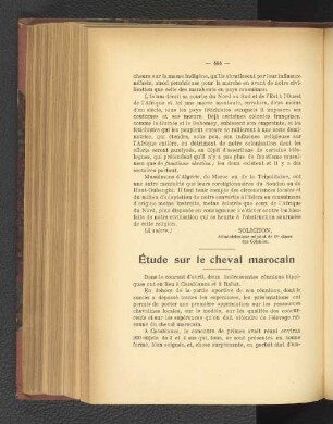 Etude sur le cheval marocain.