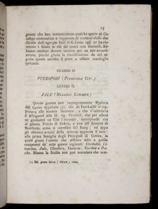 Classe II. Pteropodi (Pteropoda Cuv.)