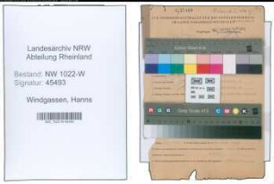 Entnazifizierung Hanns Windgassen , geb. 21.10.1904 (Jurist)