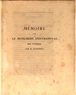 Mémoire sur le monument d'Osymandyas de Thèbes