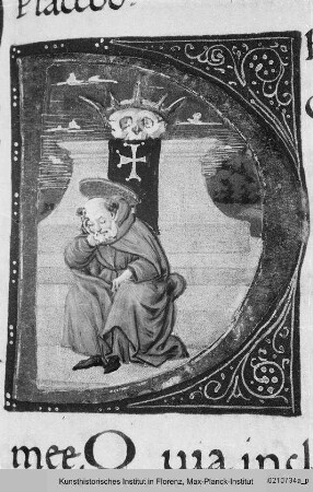 Officium Beatae Mariae Virginis : Buchseite mit Bordüre und historisierter Initiale D(ilexi)