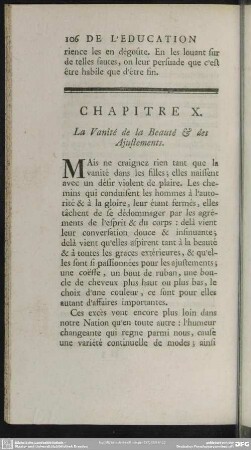 Chapitre X. La Vanité de la Beauté & des Ajustements