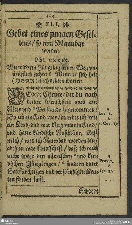 XLI. Gebet eines jungen Gesellens
