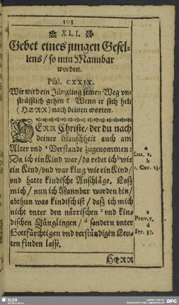 XLI. Gebet eines jungen Gesellens