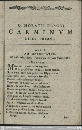 Q. Horatii Flacci Carminum
