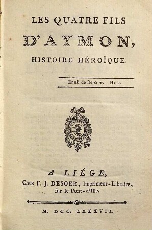 Les quatre fils d'Aymon : histoire héroique