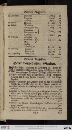 Drittes Register / derer vornehmsten Sachen