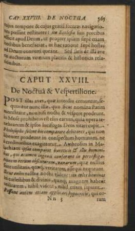 Caput XXVIII. De Noctua & Vespertilione.