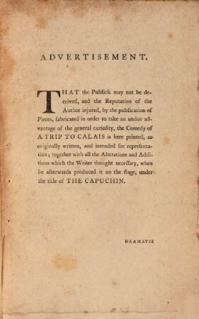 The Trip to Calais and the Capuchin