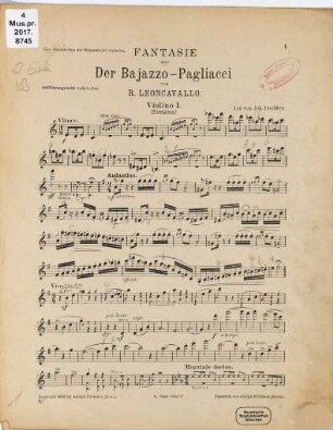 Fantasie aus Der Bajazzo - Pagliaccio : von R. Leoncavallo