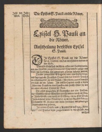 Epistel S. Pauli an die Römer.