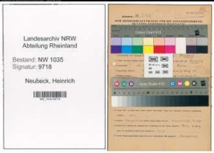 Entnazifizierung Heinrich Neubeck , geb. 26.05.1910 (Maschinist)