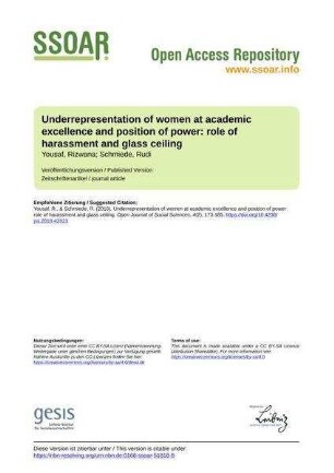 Underrepresentation of women at academic excellence and position of power: role of harassment and glass ceiling