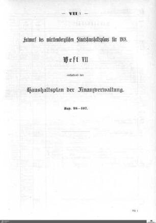 Staatshaushaltsplan 1918, Heft 7