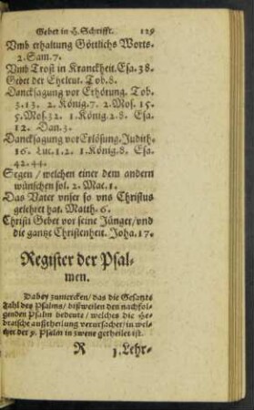 Register der Psalmen.